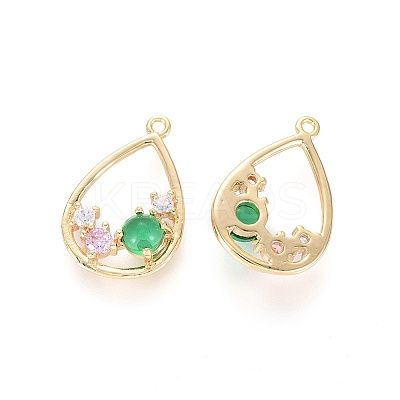 Brass Micro Pave Cubic Zirconia Pendants LS-ZIRC-G151-02G-03-1
