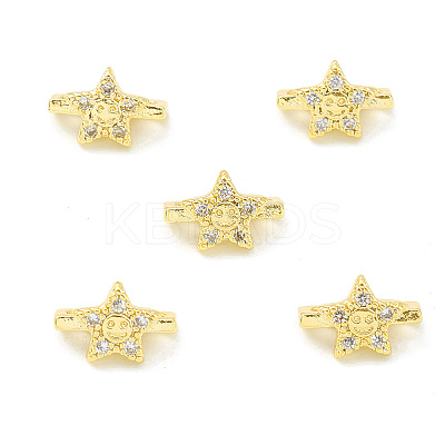 Rack Plating Brass Pave Cubic Zirconia Slide Charms KK-G464-02G-1