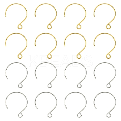 24Pcs 2 Colors Ion Plating(IP) 304 Stainless Steel Earring Hooks STAS-FS0001-65-1