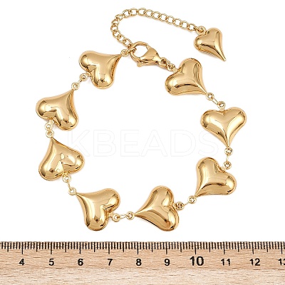 304 Stainless Steel Heart Link Chain Bracelets for Valentine's Day Gift LS-BJEW-D359-17A-G-1