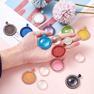 DIY Flat Round Pendant Making Kits DIY-TA0008-46-1