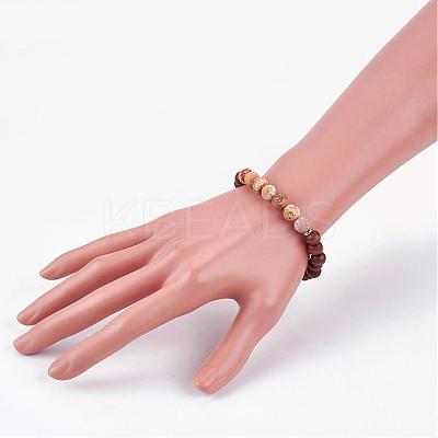 Frosted Mixed Gemstone Stretch Bracelets BJEW-JB03169-1
