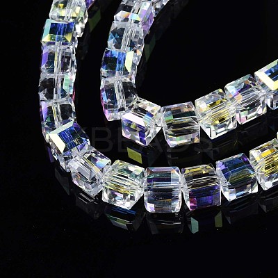 Electroplate Transparent Glass Beads Strands EGLA-N002-17C-B01-1