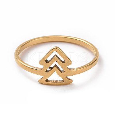 Ion Plating(IP) 201 Stainless Steel Arrow Mark Finger Ring for Women RJEW-J051-05G-1