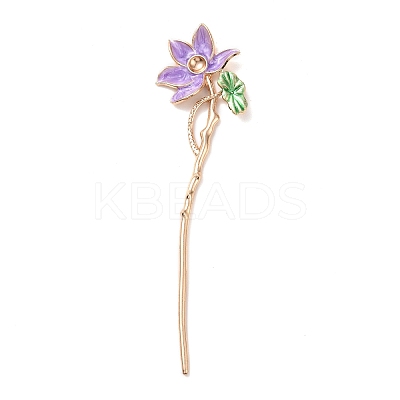 Alloy Enamel Lotus Hair Sticks OHAR-PW0006-24F-1
