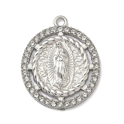 304 Stainless Steel & Rhinestone Pendants STAS-G371-09F-01P-1