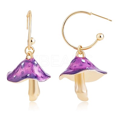 Enamel Mushroom Dangle Stud Earrings JE987A-1