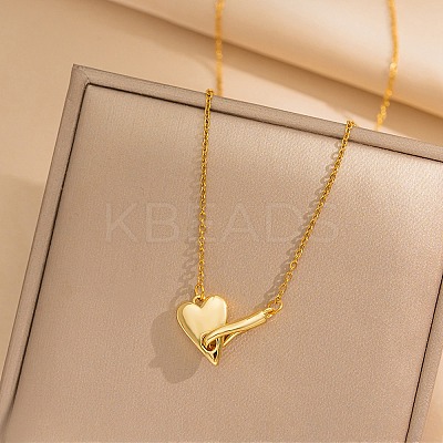 Heart 304 Stainless Steel Pendant Necklaces for Women NJEW-D288-01G-1