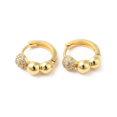 Clear Cubic Zirconia Half Round Beaded Hoop Earrings EJEW-G312-14G-1