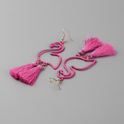 Alloy Flamingo Chandelier Earrings EJEW-WH0010-55B-1
