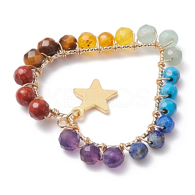 Chakra Gemstone Wried Round Bead Pendants PALLOY-JF02246-1