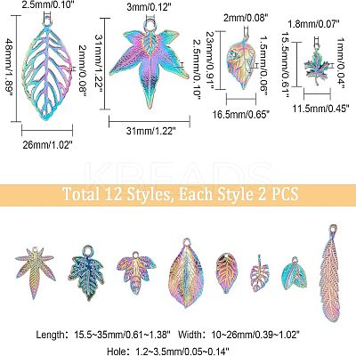 24Pcs 12 Style Alloy Pendants FIND-FH0004-36-1
