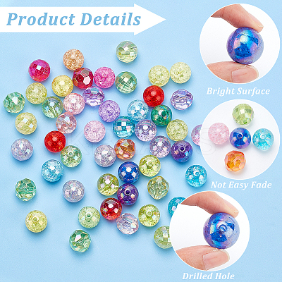 50Pcs 5 Style AB Color Plated Transparent Acrylic Beads OACR-PH0001-96-1