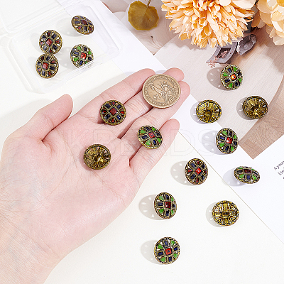 16Pcs 2 Styles 1-Hole Alloy Shank Buttons BUTT-GA0001-46-1