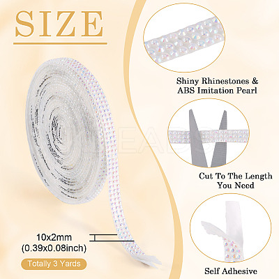 3 Yards Resin Self Adhesive Sewing Trim Hotfix Rhinestone Tape DIY-TA0013-15B-1