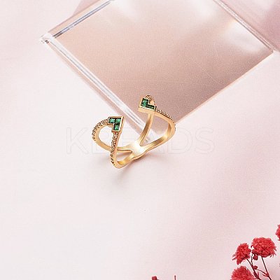 Criss Cross Clear Cubic Zirconia Cuff Ring X1-RJEW-T016-36G-01-1