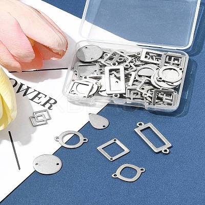 64Pcs 8 Styles 304 Stainless Steel Geometric Links/Connectors STAS-FS0002-02-1