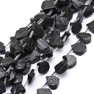 Natural Black Tourmaline Beads Strands G-E569-R08-1
