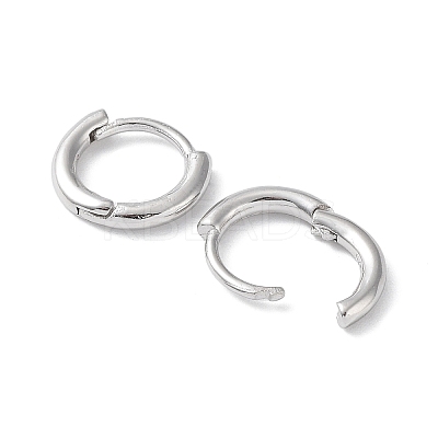 Rhodium Plated 925 Sterling Silver Huggie Hoop Earrings EJEW-K258-19A-P-1