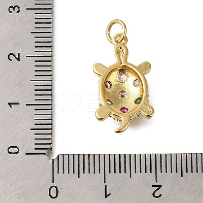 Rack Plating Brass Micro Pave Cubic Zirconia Pendants X-ZIRC-F142-21G-1