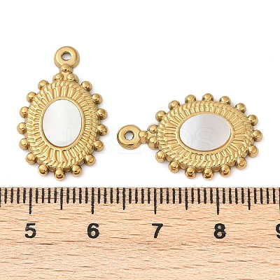 304 Stainless Steel Natural White Shell Pendants STAS-L288-11G-02-1