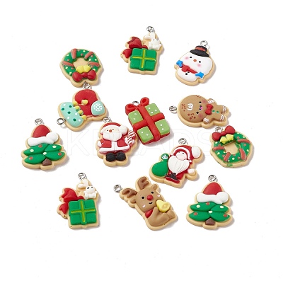 Christmas Theme Opaque Resin Pendants FIND-E025-10-1