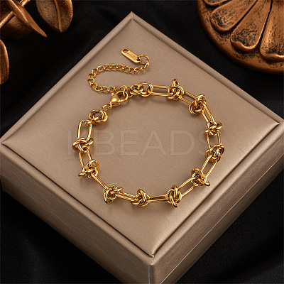 304 Stainless Steel Knot Thorn Link Chain Bracelets for Women Men WGD3F87-02-1