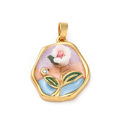 Brass Enamel Pendants KK-S502-02G-1