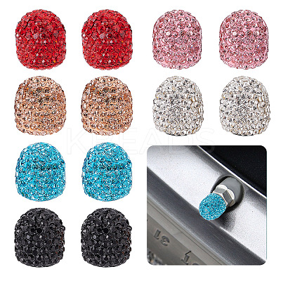 12Pcs 6 Colors Polymer Clay Rhinestone Bling Valve Stem Caps FIND-CP0001-37-1