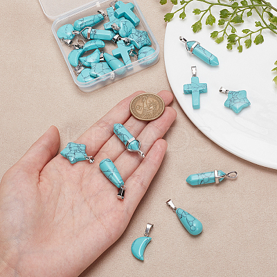 24Pcs 6 Styles Synthetic Turquoise Pendants Sets G-AR0005-22-1