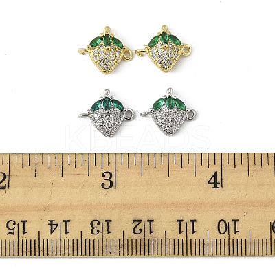 4Pcs 2 Colors Brass Pave Cubic Zirconia Fruit Connector Charms KK-FS0001-73A-1