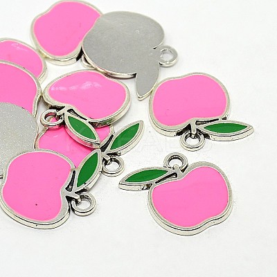Apple Antique Silver Tone Alloy Enamel Pendants LS-ENAM-N038-12A-1