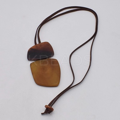 Nuggets Geometirc Resin Pendant Faux Suede Cord Long Necklaces FS-WG02B20-01-1