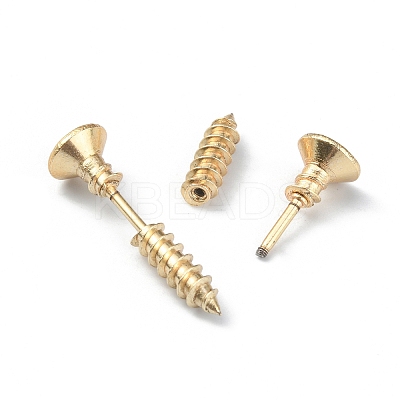 304 Stainless Steel Screw Shape Front Back Stud Earrings STAS-WH0061-23G-1