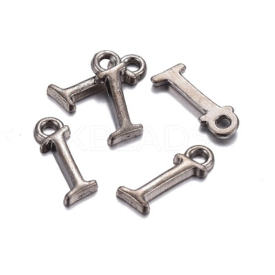 Gunmetal Plated Alloy Letter Pendants PALLOY-J718-01B-I-1