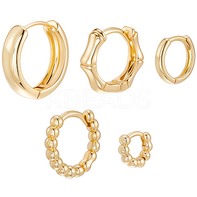 5 Pairs 5 Style Rack Plating Round Brass Hoop Earrings for Women EJEW-BBC0001-98-1