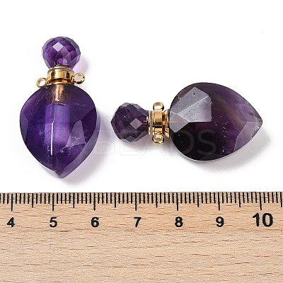 Natural Amethyst Faceted Teardrop Bottle Pendants G-A225-02G-05-1
