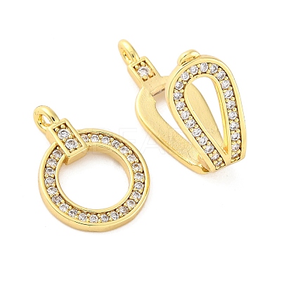 Brass Clear Cubic Zirconia Fold Over Clasps KK-Z078-39G-1