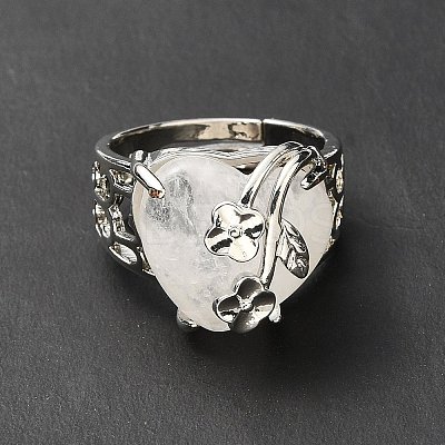 Natural Quartz Crystal Adjustable Rings RJEW-P043-03P-14-1