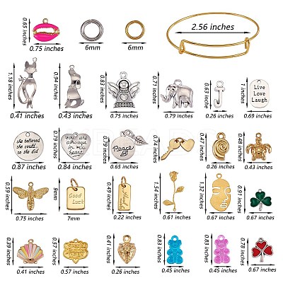 DIY Word Charm Bangle Making Kits DIY-SZ0008-09-1