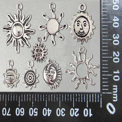 100Pcs 10 Styles Tibetan Style Alloy Charms TIBEP-CJ0001-59-1