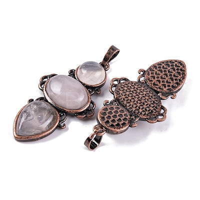 Natural Rose Quartz Pendants G-Q158-04-02-1