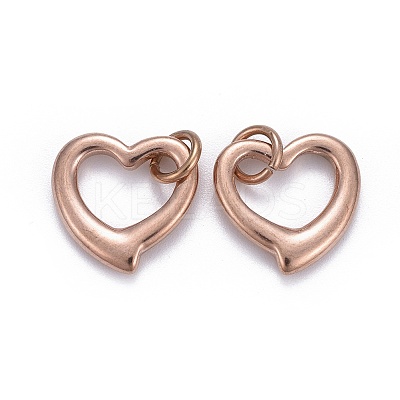 304 Stainless Steel Open Heart Charms LS-STAS-L218-14RG-1