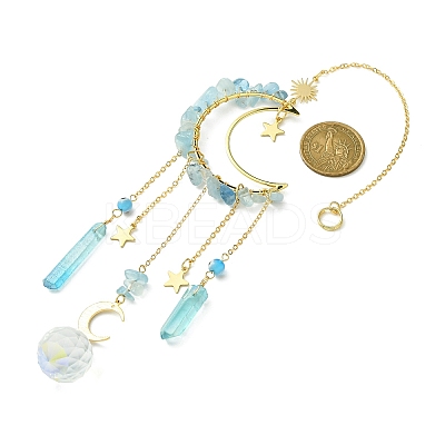 Moon & Star Brass Hanging Ornaments HJEW-TA00095-02-1