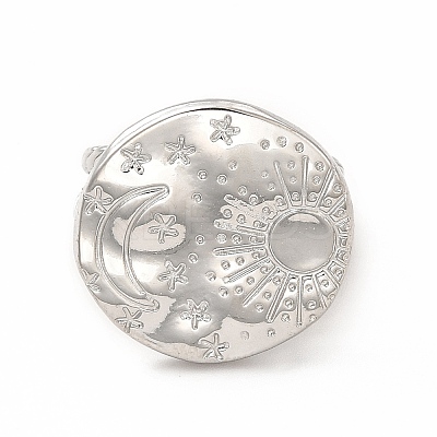 Non-Tarnish 304 Stainless Steel Sun & Moon Planet Open Cuff Ring for Women X-RJEW-B027-20P-1