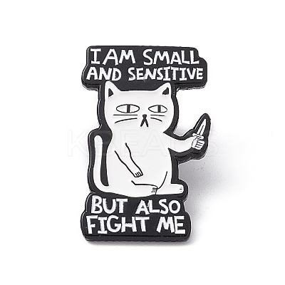 Cat with Word Alloy Brooch for Backpack Clothes JEWB-M024-02B-A-1