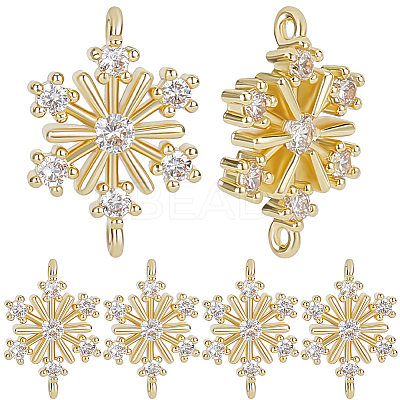 10Pcs Brass Micro Pave Clear Cubic Zirconia Connector Charms ZIRC-BBC0002-86C-1