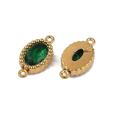 Ion Plating(IP) 304 Stainless Steel Cubic Zirconia Oval Links Connector Charms X-STAS-K256-22G-1