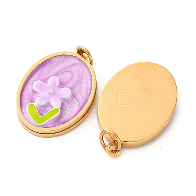 304 Stainless Steel Enamel Pendants STAS-U061-43G-03-1