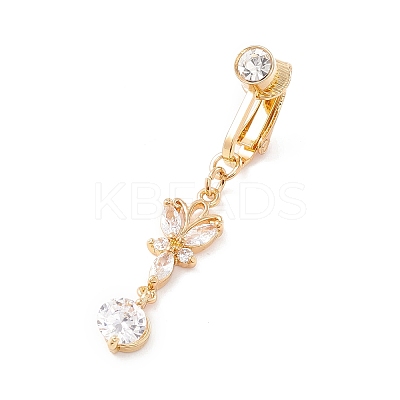 Butterfly Cubic Zirconia Charm Belly Ring LS-AJEW-F057-15G-1